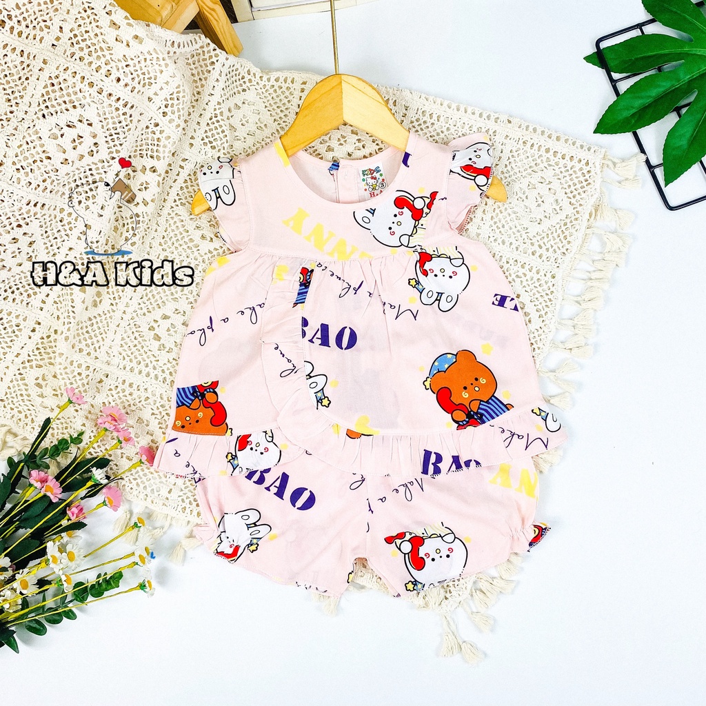 Bộ quần áo vải tôn  mẫu tay cánh tiên lai bèo mềm - mịn - mát cho bé gái MEGAUU
