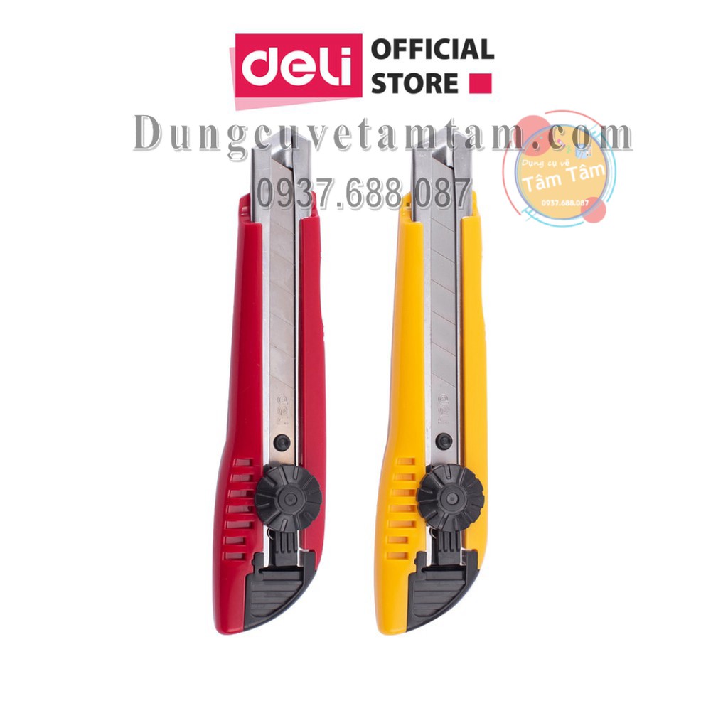 [ TÂM TÂM ]-Dao rọc giấy Deli, Vàng, đỏ - 1 cái E2043