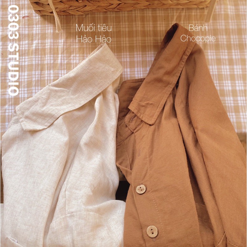 Áo sơ mi linen form rộng ray dài - phiên bản truyền thống - Mộc Lan- 0303 studio ✿