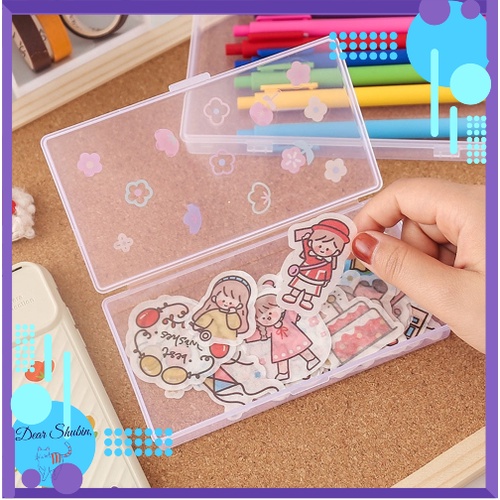 Hộp đựng đa năng PET trong suốt mini/nhỏ/lớn 1 ngăn đựng sticker, khẩu trang, bút - Dear shubin