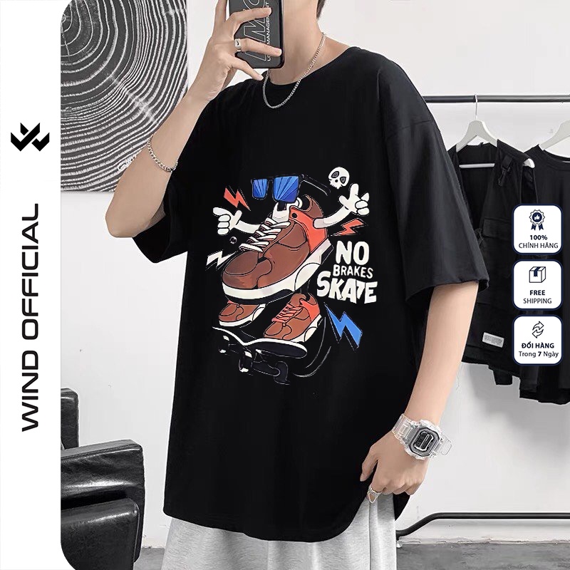 Áo thun tay lỡ WIND phông unisex form rộng bản Premium GIÀY nam nữ oversize ulzzang