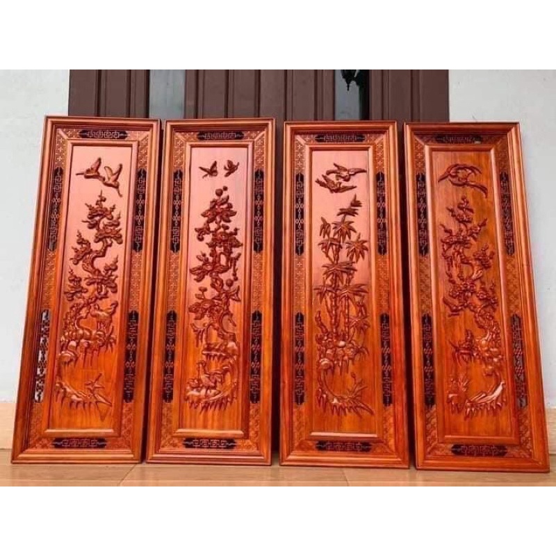 Tranh tứ quý xuân hạ thu đông gỗ hương cao cấp dùng trang trí phong thuỷ nội thất gia đình , công ty , cửa hàng