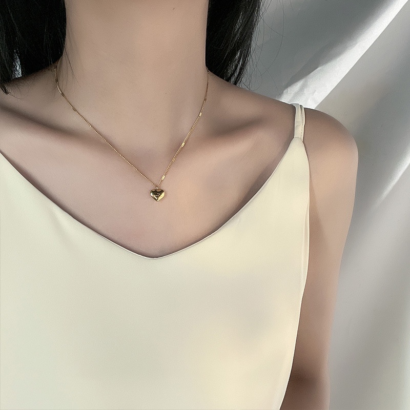 Dây chuyền bằng thép titan mặt hình trái tim không gây dị ứng thời trang cho nữ