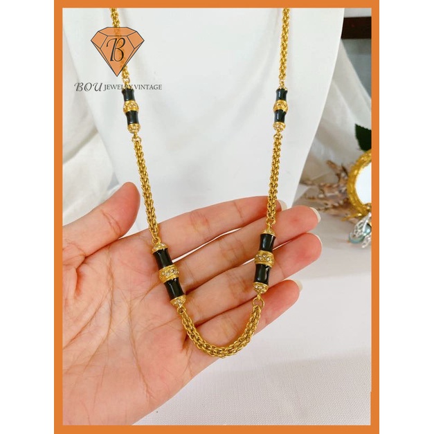 VÒNG CỔ HIỆU MÀU VÀNG SECONDHAND TRANG SỨC SI NHẬT BẢN BOU JEWELRY VINTAGE MÃ VC438