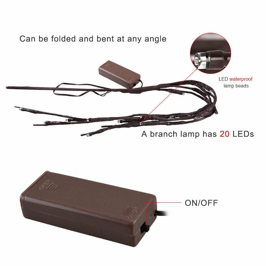 Đèn LED 20 Bóng Hình Cành Cây Liễu Trang Trí Nhà Cửa