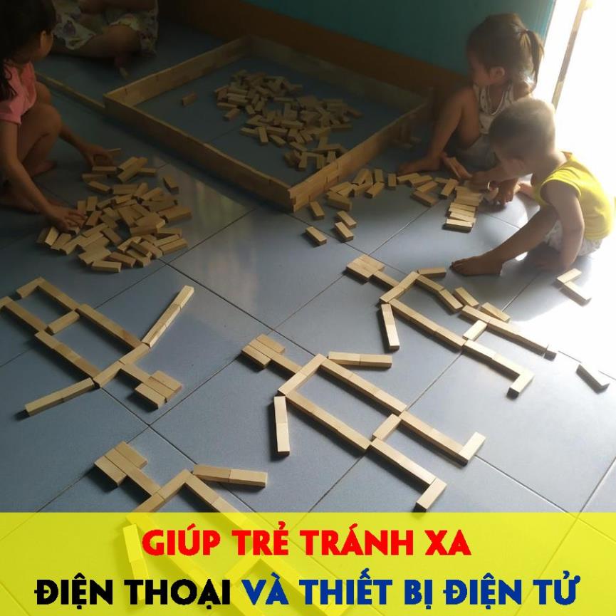Thanh gỗ xếp hình đồ chơi Cao cấp 3 trong 1 rút gỗ - xếp hình - Domino phát triển tư duy - logic - sáng tạo