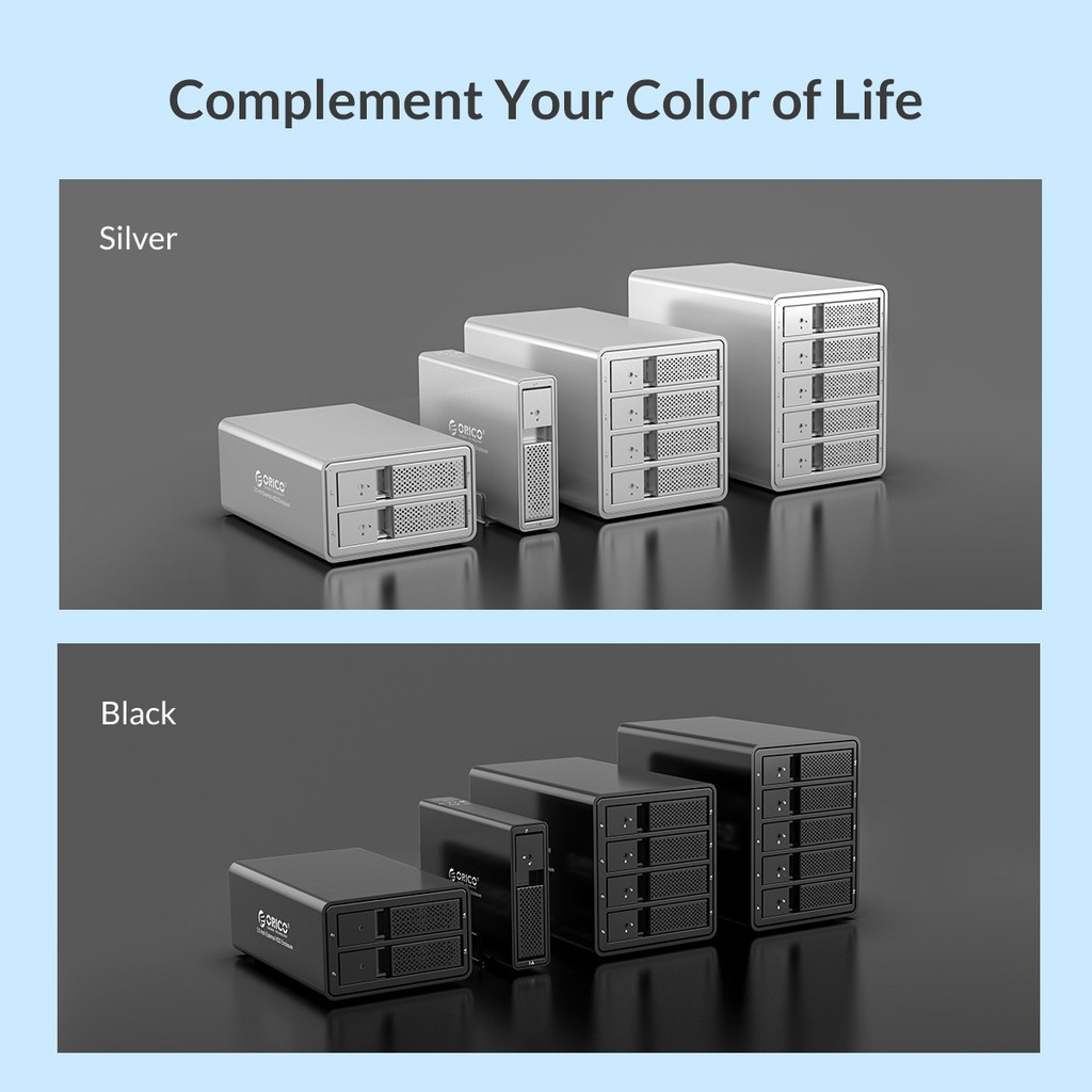 Hộp Đựng Ổ Cứng Rời ORICO 5 Bay USB 3.0 SATA Cho 2.5 / 3.5 inch HDD SSD Hỗ Trợ 80TB (5X16Tb) 150W Chip Kép (9558U3)