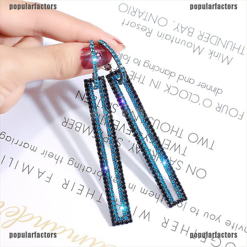 Bông Tai Hình Học Dáng Dài Đính Đá Thời Trang Dành Cho Nữ