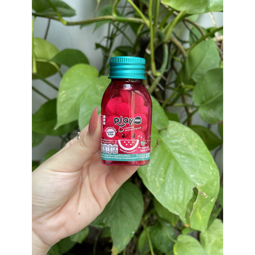 Kẹo The Không Đường Hương Dưa Hấu PLAY MORE Cooling Watermelon (Lọ 22g)