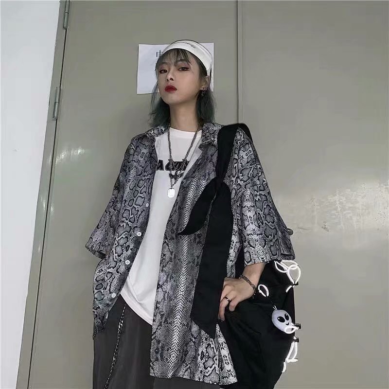 Men's Fashion Snake Print Short Sleeve Shirt