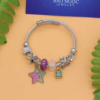 [BẠC TỐT]Lắc tay charm ngôi sao cho nữ đẹp nhất (màu xanh hồng)