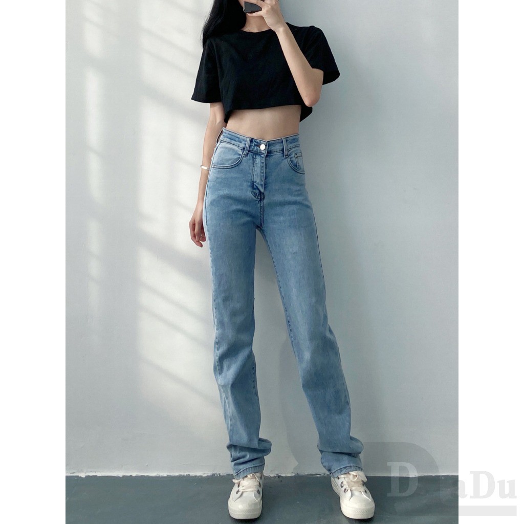 Quần Jeans Dài Ống Rộng Phong Cách Hàn Quốc Thời Trang Cho Nữ