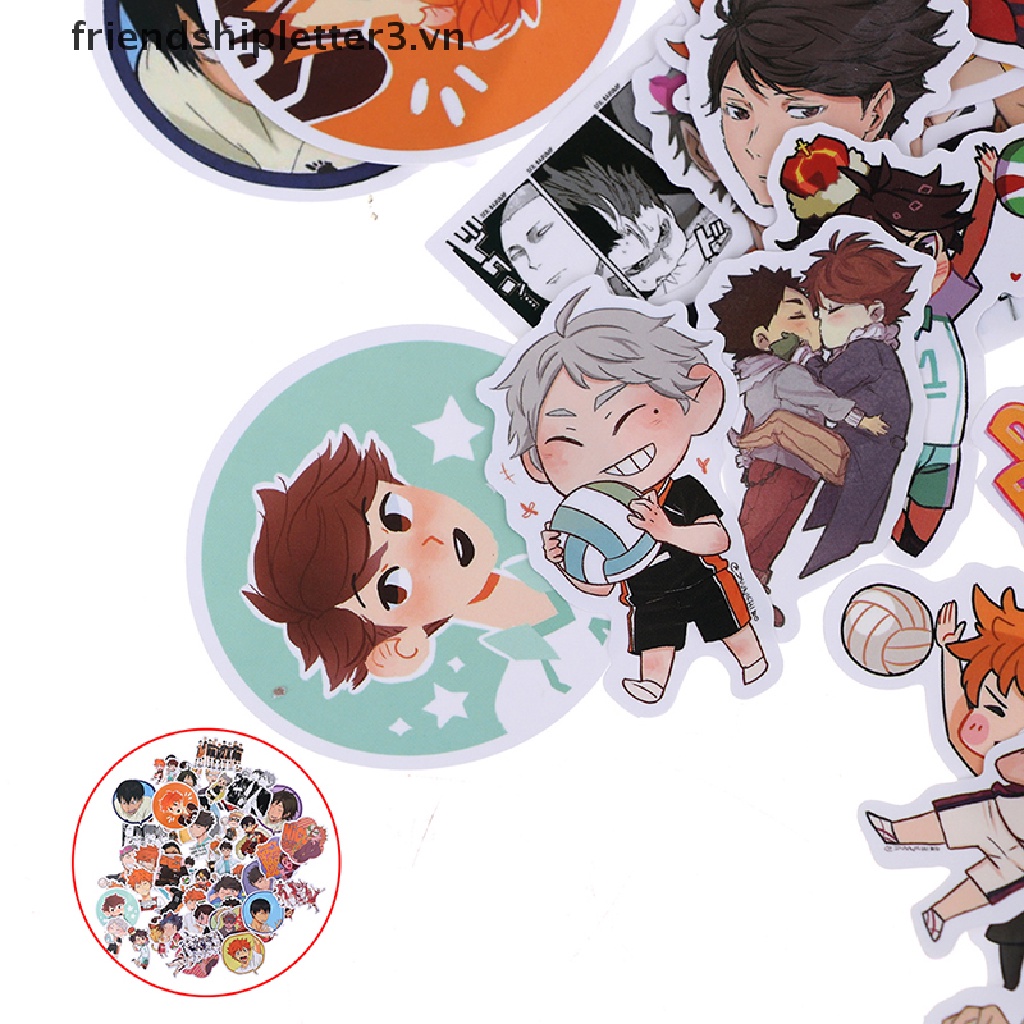 Bộ 50 Miếng Dán anime Haikyuu Chống Thấm Nước Trang Trí Ván Trượt laptop