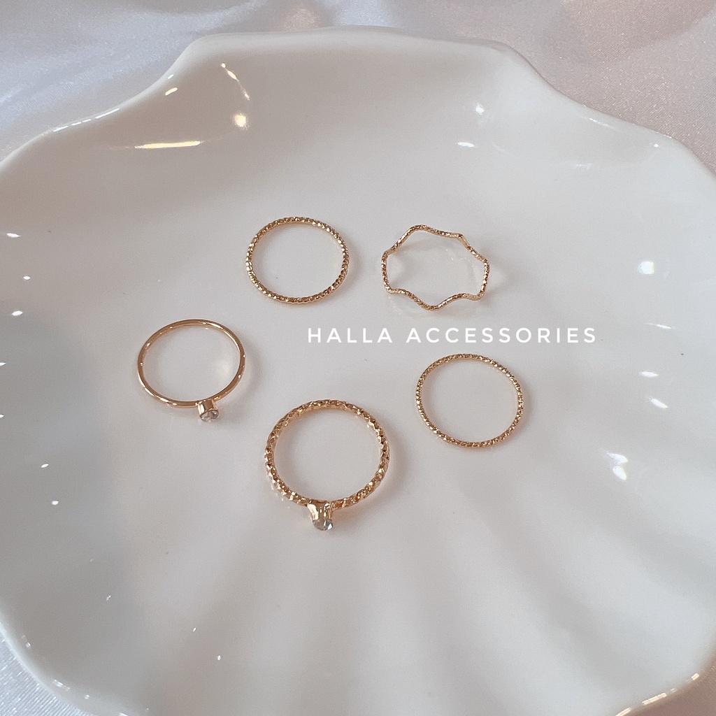 Nhẫn Nữ màu Gold Đính đá sáng đẹp cao cấp HALLA NH109