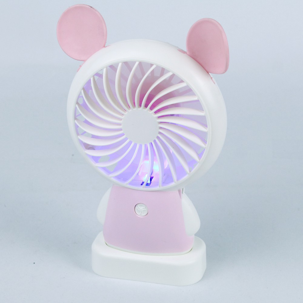 Quạt Mini Để Bàn Tai Chuột Mickey Cute Ngộ Nghĩnh, Có Đèn Led, Xin Xắn Nhỏ Nhắn Gọn Nhẹ