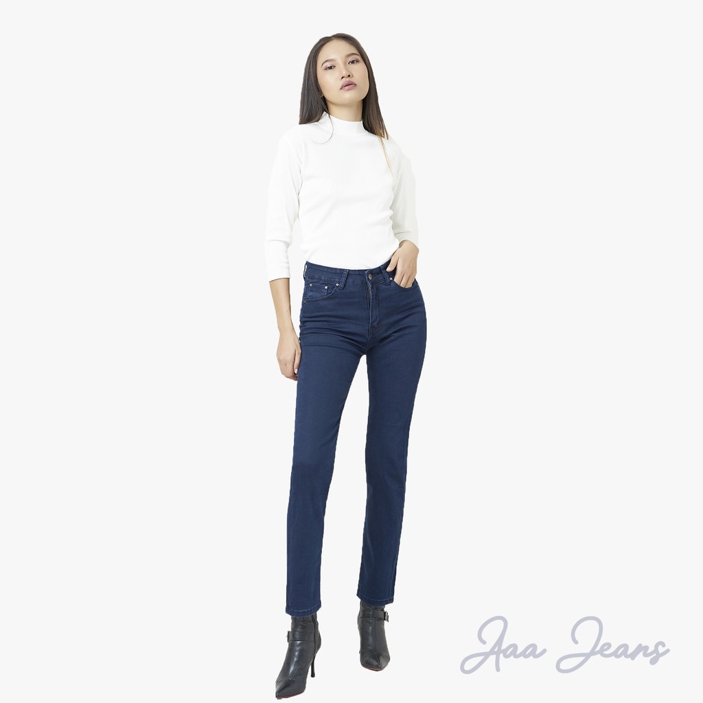 [Mã WABRHI5 giảm 15% đơn 599K] Quần Jean Nữ Cạp Cao Ống Đứng Xanh Đen Aaa Jeans