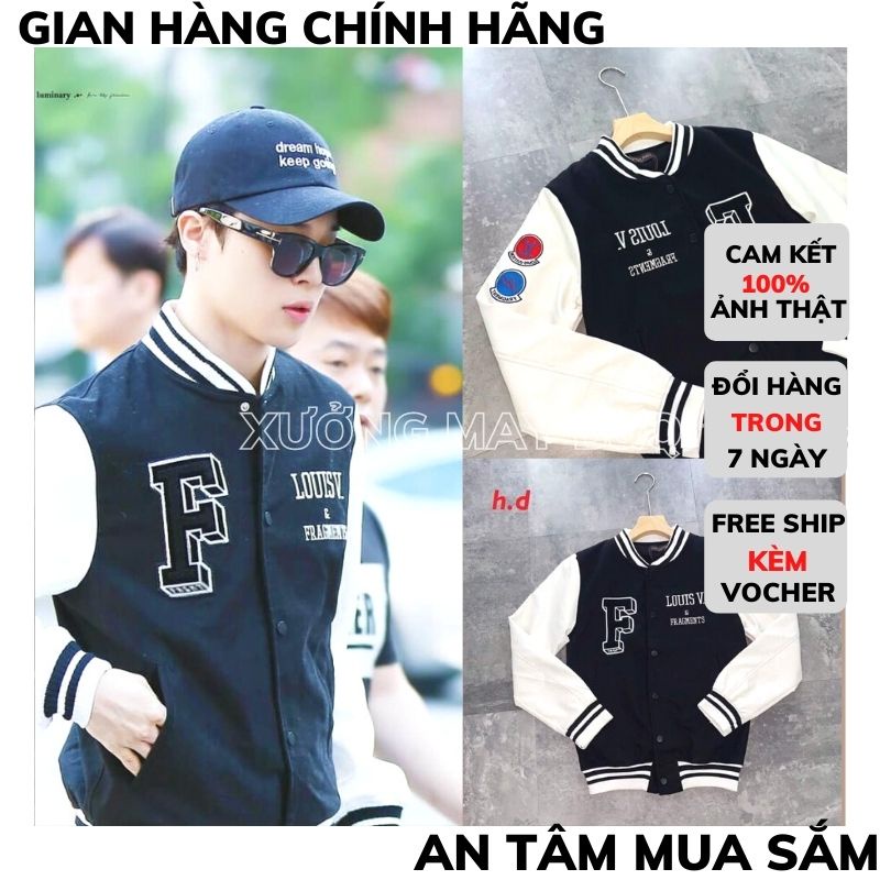 Ao Bomber unisex form rộng , in chữ F.LOUIS (ABB04) Áo Khoác Không Cổ Có Cúc Bấm - Áo Khoác Bomber Chất Đẹp XƯỞNG MTC2