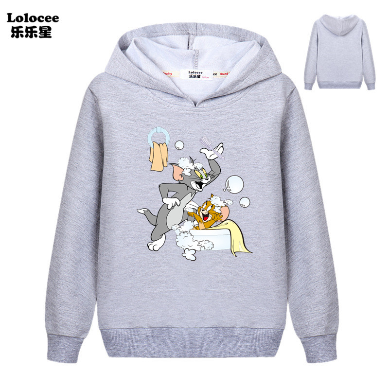 Áo Hoodie Dài Tay In Họa Tiết Tom &amp; Jerry Xinh Xắn Dành Cho Bé Trai