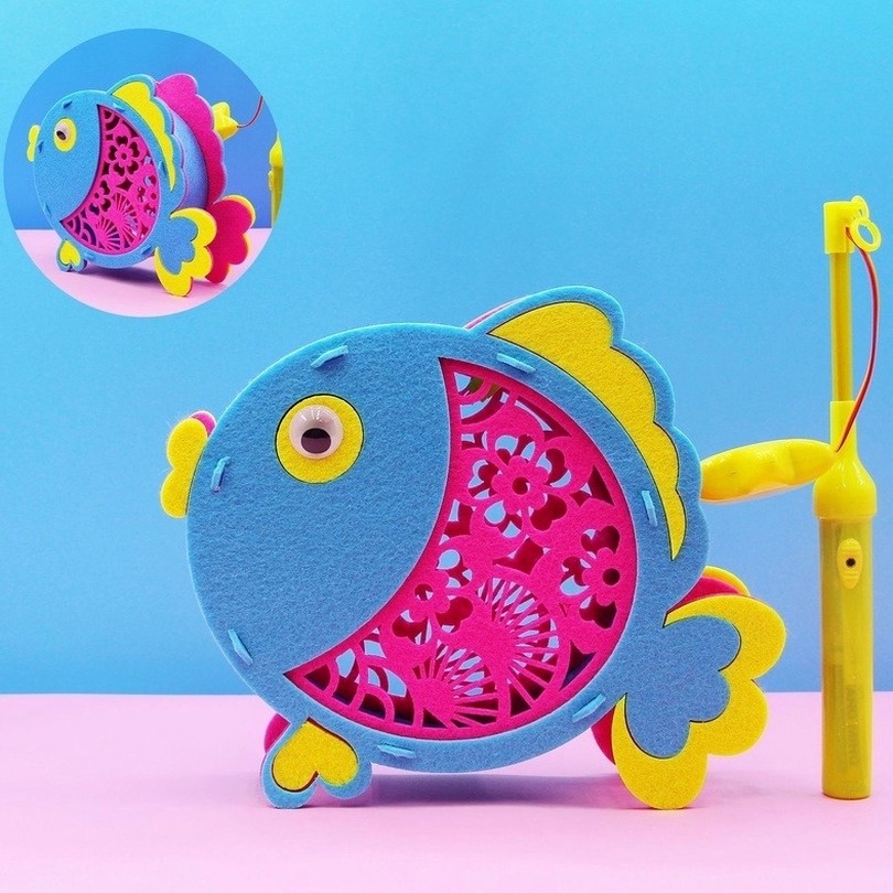 Đèn Lồng Hình Con Vật, Đèn  lồng Bằng Vải Không Dệt Họa Tiết Đèn lồng trang trí trung thu cho bé phát sáng có tiếng nhạc nhấp nháy tự lắp dán nhiều hình đáng yêu Decor D2 Bé Núi handmade