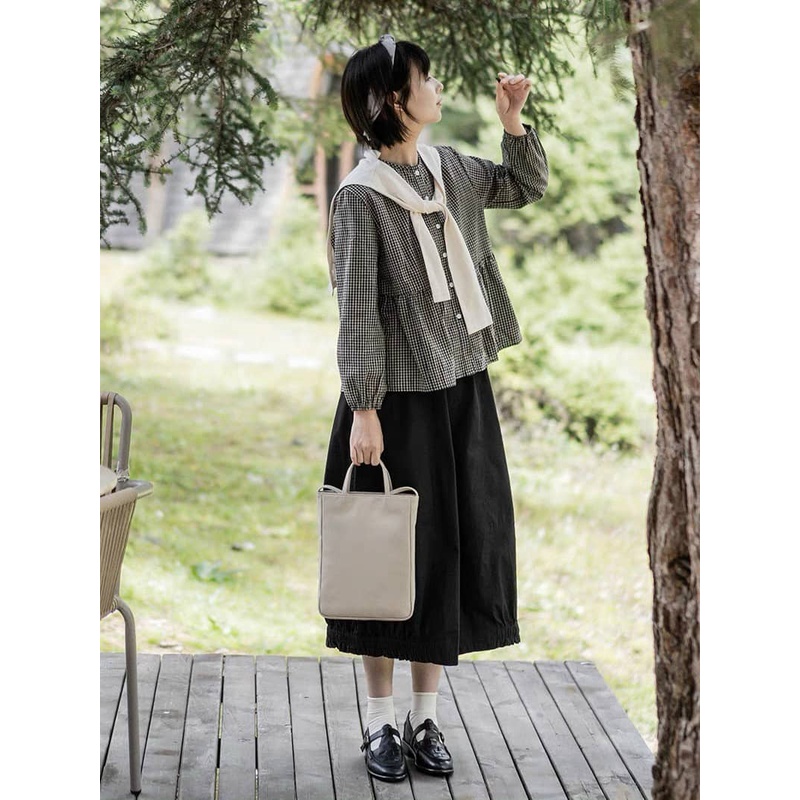 Áo babydoll kẻ tiểu thư viền bèo hàng QC A 287 freeship50k