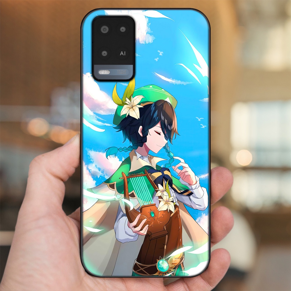 Ốp lưng Oppo A54 4G, A54 5G viền đen in hình Venti Genshin Impact