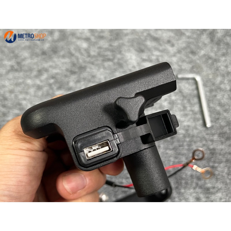 GIÁ ĐỠ ĐIỆN THOẠI CÓ SẠC GẮN CHÂN KÍNH, GHI ĐÔNG XE MÁY MOTOWOLF
