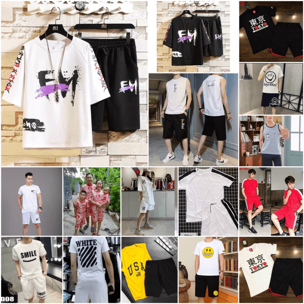 Set Bộ Thể Thao COLOTHIN Phong Cách Trẻ Trung gồm áo thun và quần short có túi 2 bên tiện lợi Unisex bigsize mặc nhà ngủ