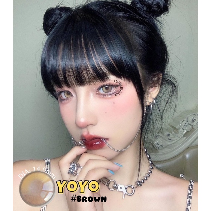 KÍNH ÁP TRÒNG MÀU NÂU HỔ PHÁCH YOYO BROWN SIÊU ÊM SIÊU MỀM NỘI ĐỊA TRUNG QUỐC - LENS CÓ ĐỘ CẬN