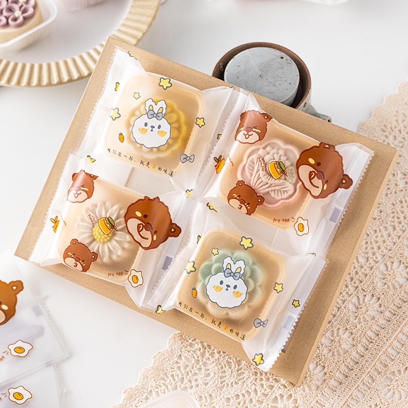 set 50 túi hàn miệng gấu thỏ size 7 x 10 cm