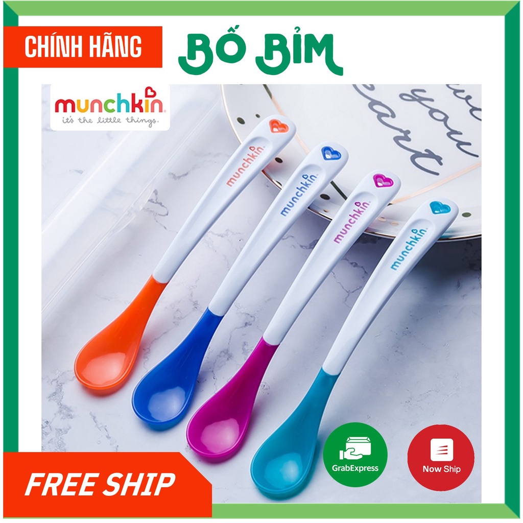 ⚡Chính Hãng - Có Tách Lẻ⚡ Thìa Ăn Dặm Silicon Báo Nóng Munchkin