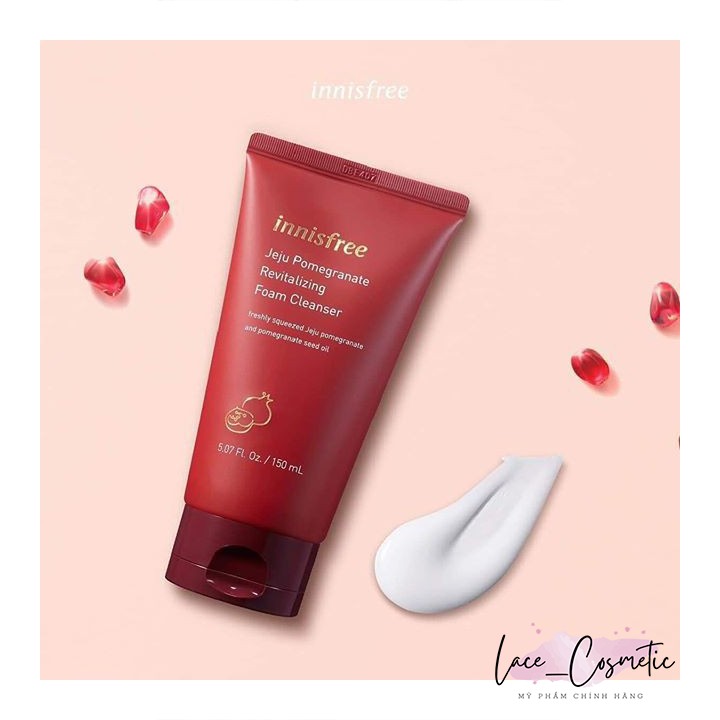 Sữa rửa mặt lựu đỏ Innisfree Jeju Pomegranate Revitalizing Foam Cleanser 2 dung tích 150ml/80ml - LACE COMESTIC
