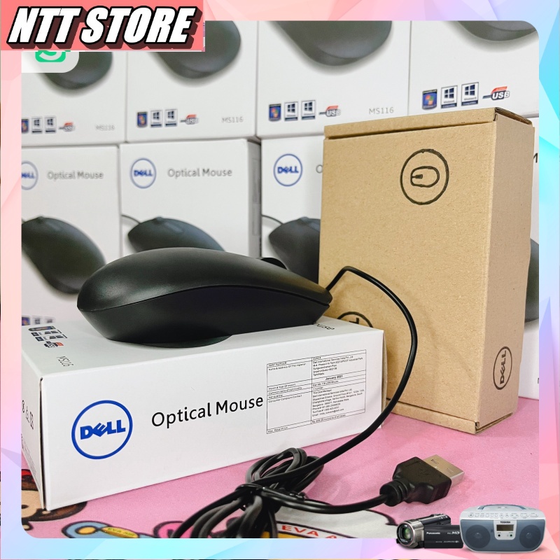Chuột máy tính Delll Ms116 có dây siêu bền - Bảo hành công ty - NTT Store
