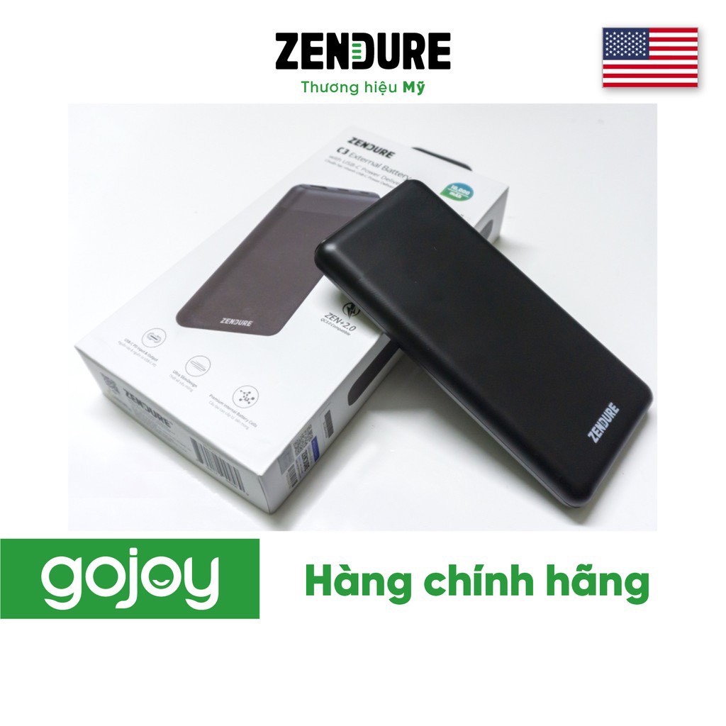 Pin sạc dự phòng 10.000mAh 18W + QC 3.0 typeC Bảo hành 2 năm chính hãngZENDURE ZDJP221-b