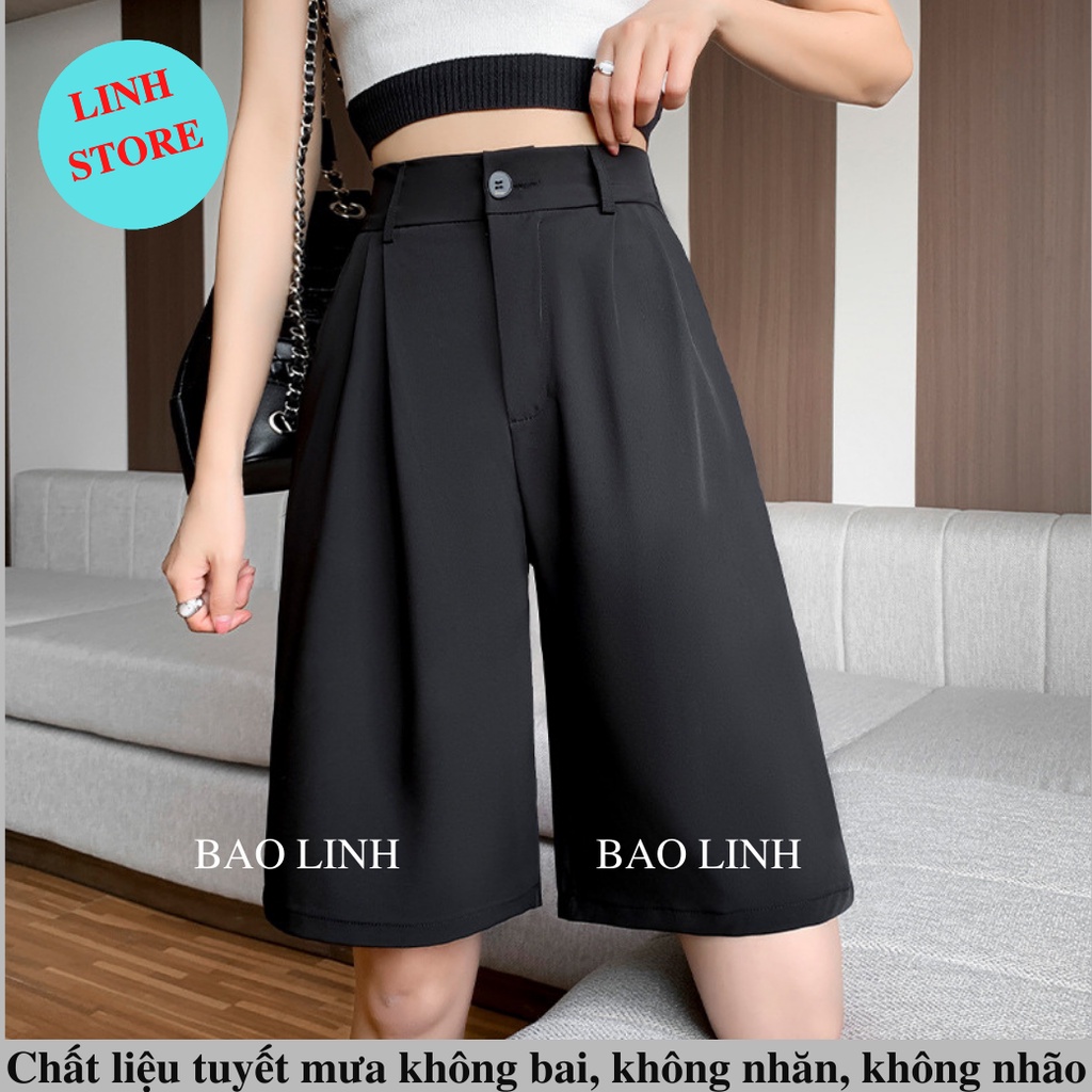 Quần Đùi Ống Rộng Nữ LINH STORE Bigsize Cạp Chun Lưng Cao Khóa Thật Mặc Đi Chơi M051