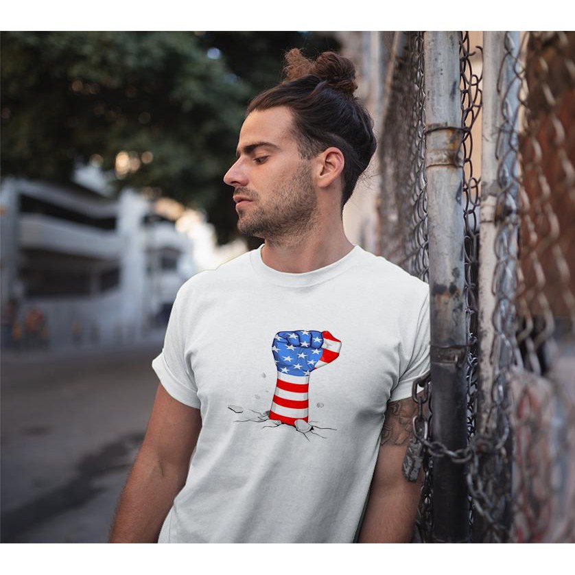 Áo thun Nam in hình nắm đấm USA màu sắc cờ USA - Cotton Thun Phong Cách Cá Tính - Cực Chất Và Đẹp
