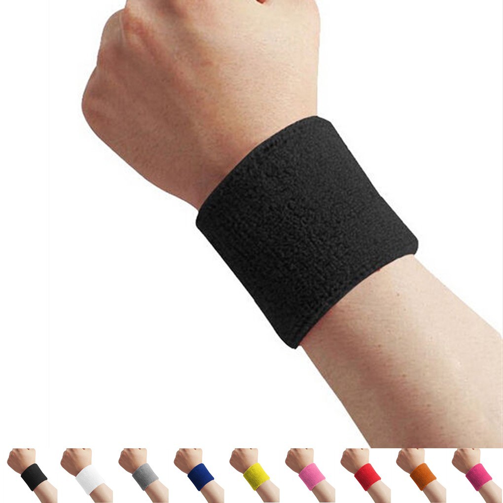 Băng đeo cổ tay chất liệu cotton thấm hút mồ hôi thích hợp cho các hoạt động thể thao 9 màu