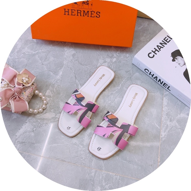 Dép H hoạ tiết 3D đế chống trơn trượt