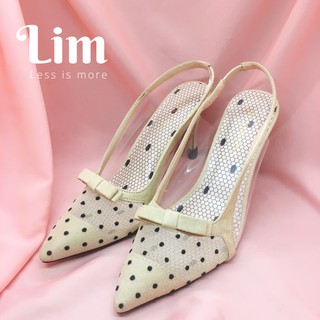 [Mã KM 50%] Giày lưới chấm bi gót nhọn 5cm Marylin DotN nude da (Sỉ / Lẻ)