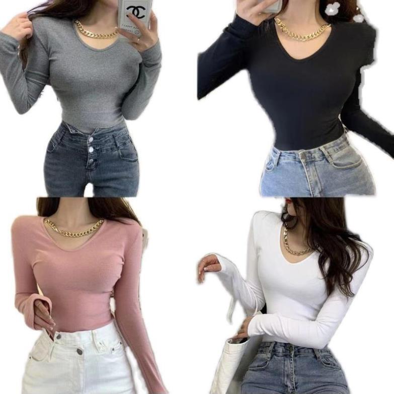 [hot] áo thun tay dài xỏ ngón phối xích, áo croptop tay dài thời trang mùa thu . | BigBuy360 - bigbuy360.vn