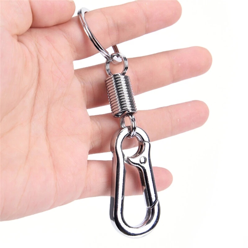 Móc Chìa Khóa Dạng Lò Xo Bằng Kim Loại Thiết Kế Đơn Giản Tiện Dụng Cho Cắm Trại