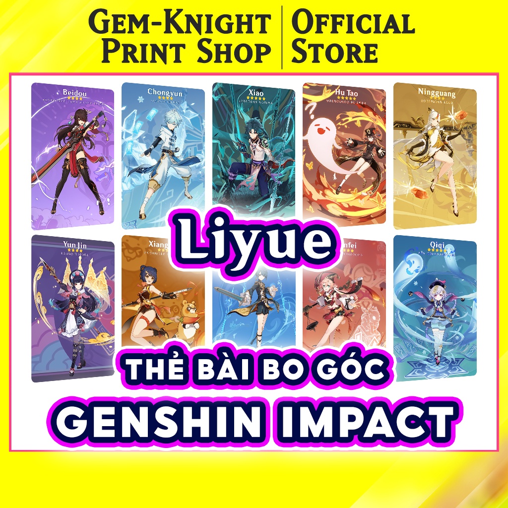 CARD BO GÓC Nhân Vật Genshin Impact Liyue - Thẻ bài nhân vật