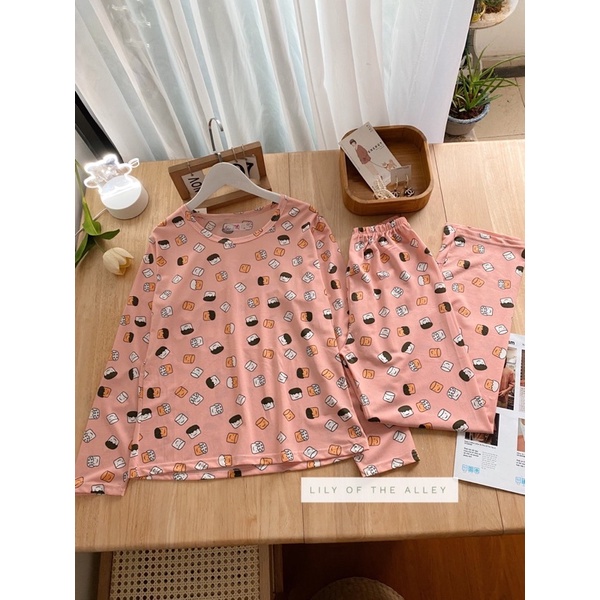 Bộ ngủ dài tay cotton hình