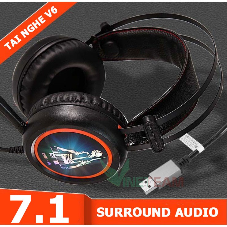 Tai nghe chụp tai chuyên game V6 đèn LED màu Cổng usb âm thanh 7.1 -dc3420