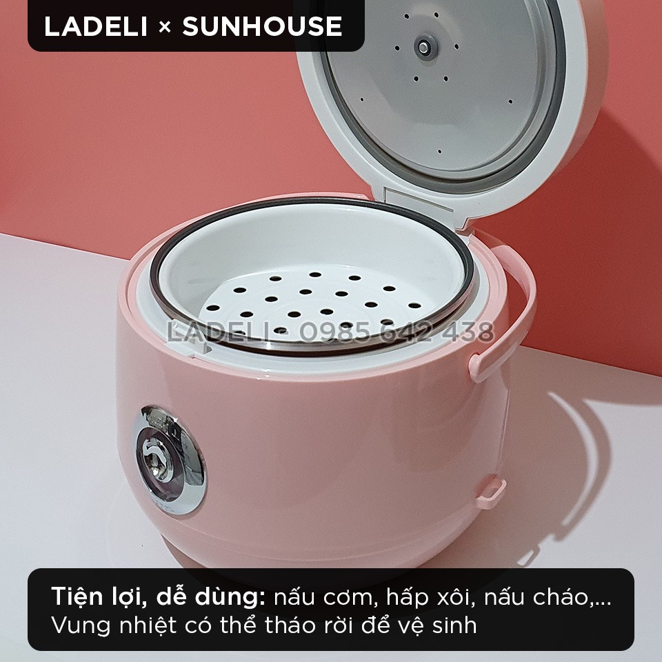 Nồi cơm điện 1.8L SUNHOUSE HappyTime HTD8521P thân nhựa chống bỏng | BigBuy360 - bigbuy360.vn