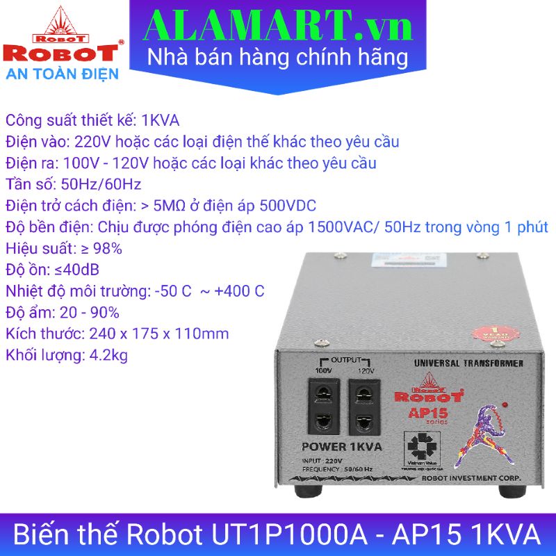 Biến thế Robot UT1P1000A - AP15 1KVA