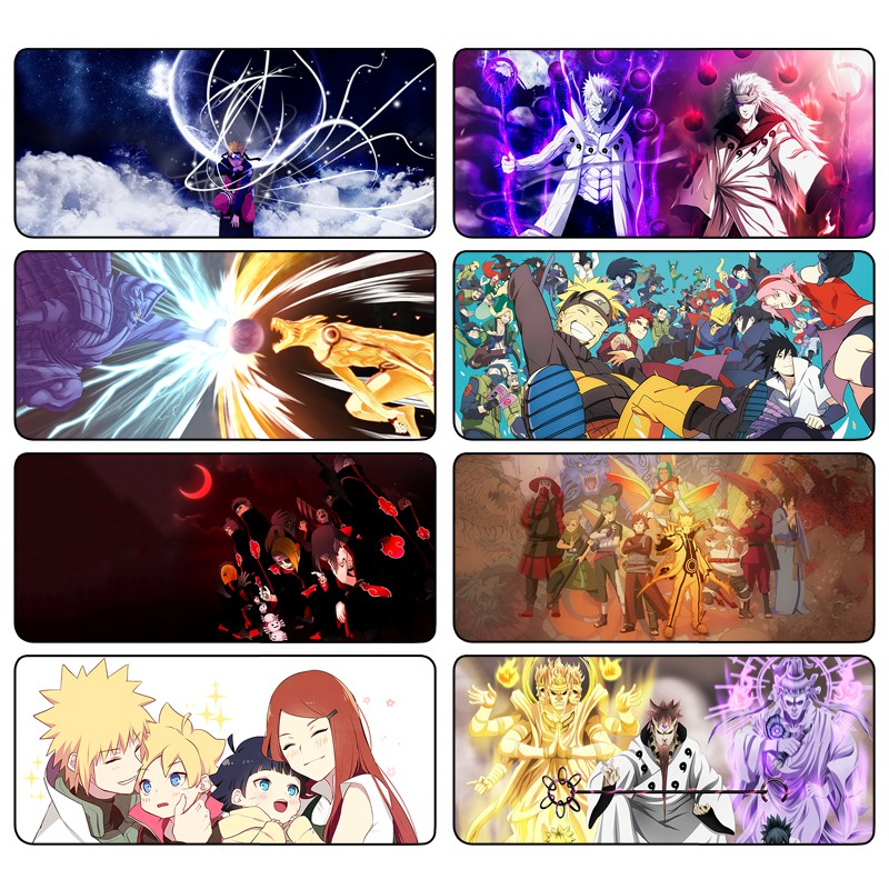 Lót chuột máy tính Anime Naruto kích cỡ bàn di chuột lớn 90x40cm chất liệu mouse pad cao su