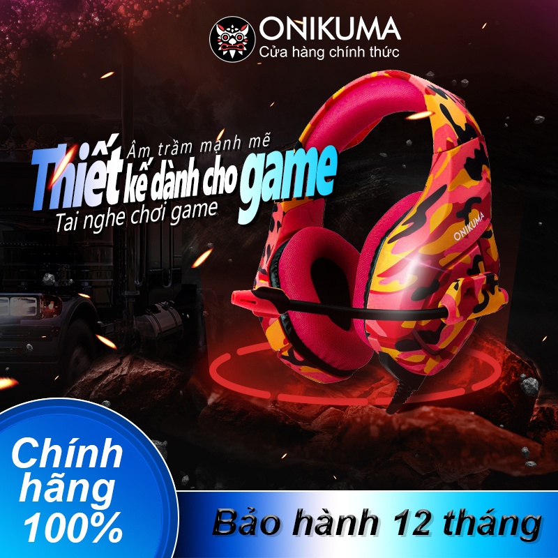 Tai nghe chơi game âm thanh nổi ngoài tai ONIKUMA K1B màu đỏ với micrô