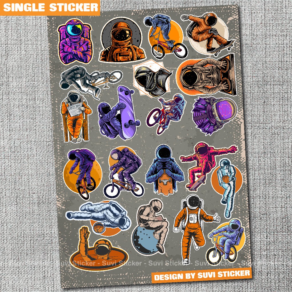 Single Sticker - Hình dán Phi Hành Gia chống nước sticker dán laptop, điện thoại, đàn guitar, mũ bảo hiểm, vali. SG26
