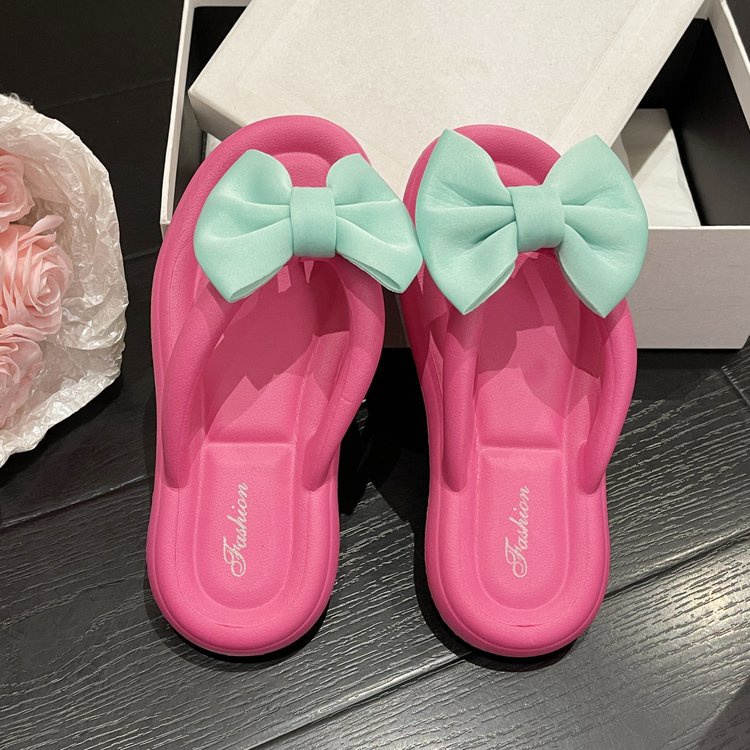 Tikp Dép Sandal Nữ Đế Mềm Đính Nơ 4 Màu Size 36-41