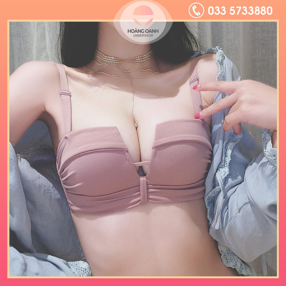 Bộ đồ lót Hoàng Oanh Underwear set nội y phụ nữ gồm quần áo tạo khe nâng đẩy ngực chất co dãn dễ chịu mã 8946